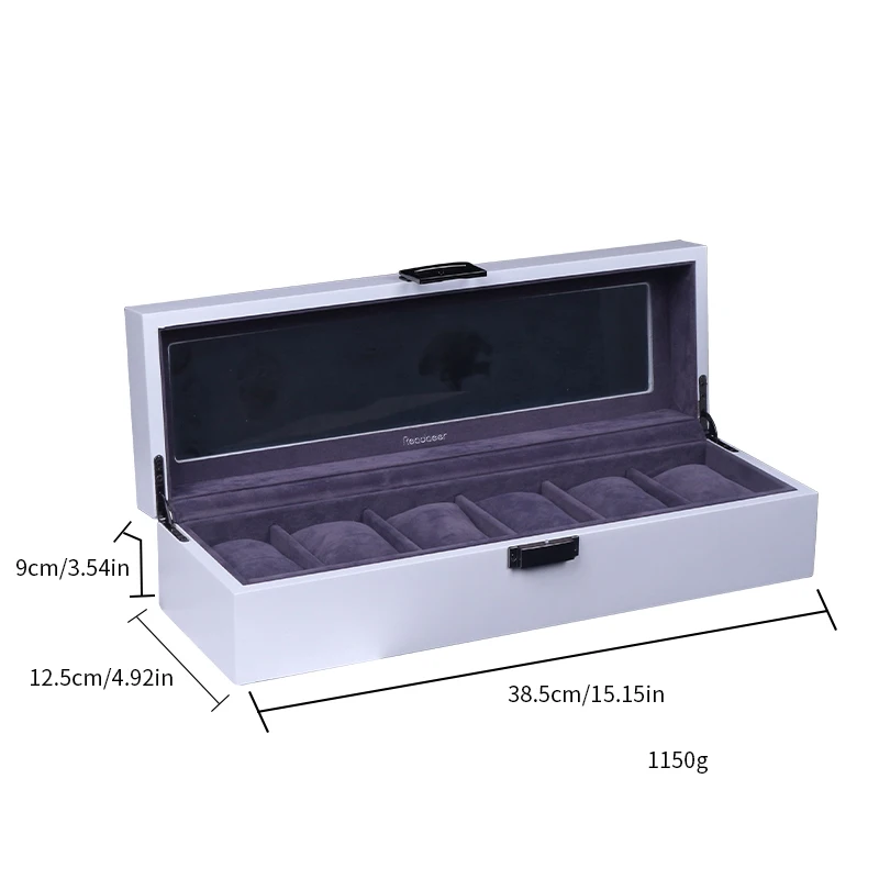 1PC 6/10/12Slot White Watch Case With Large Glass Lid, Removable Watch Pillows Watch Boxbirthday Present