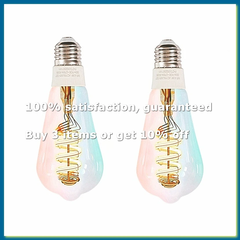2Pcs Tuya Smart WiFi Bulbs ST64 LED Light 16 Million RGB Color Changing 2700K-6500K Dimmable for Home-A56M
