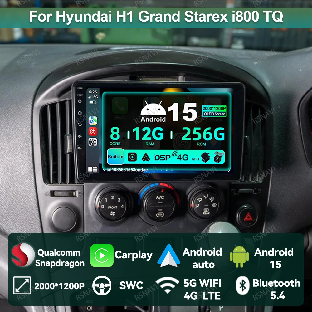 

Car Radio Android 15 For Hyundai H1 Grand Starex I800 TQ 2007-2015 QLED DSP DVD GPS Navigation Wireless Carplay Auto Stereo BT