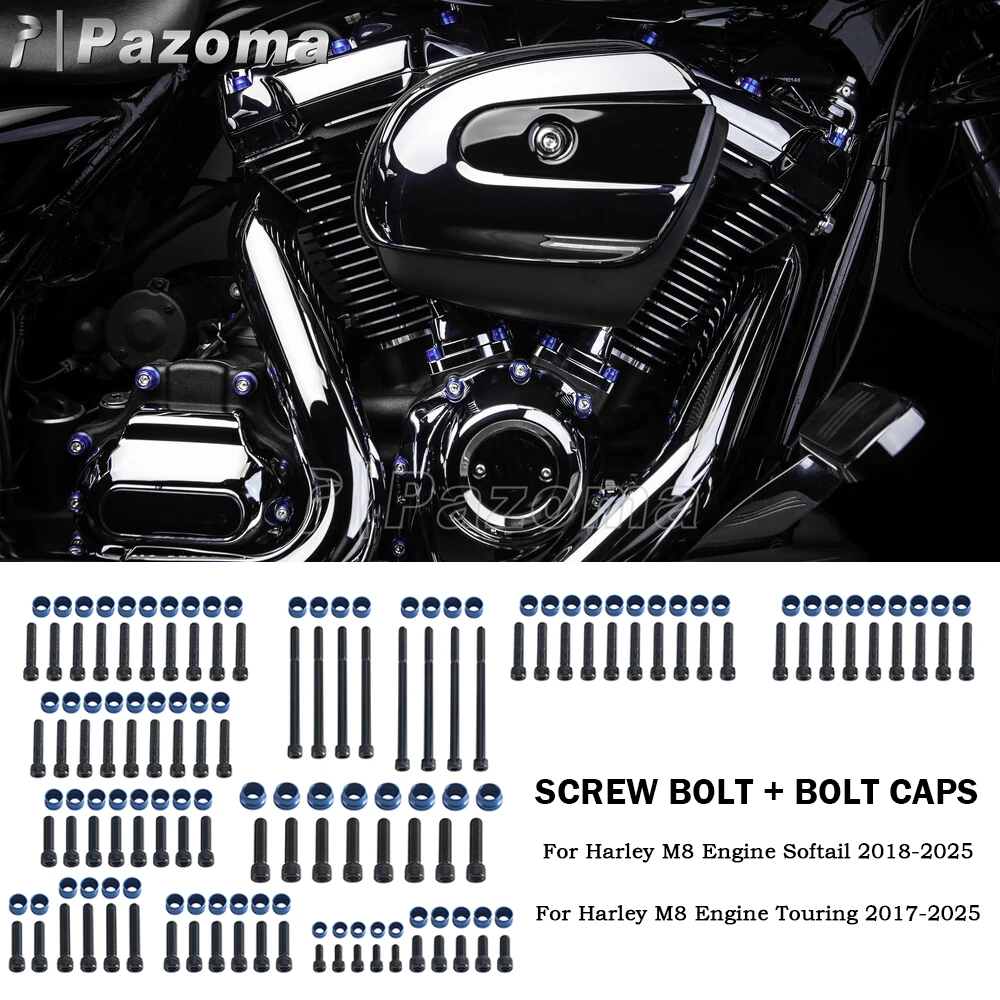 Motorcycle Screw Bolt w/Engine Bolt Caps Kit For Harley M8 Softail Breakout Low Rider Street Fat Bob 2018-2025 Touring 2017-2025