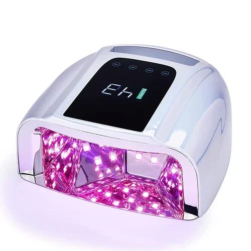 Lámpara de uñas reflectante con espejo de 96W con almohadilla de Metal, secador de manicura inalámbrico, luz UV inalámbrica para uñas, lámpara LED UV recargable