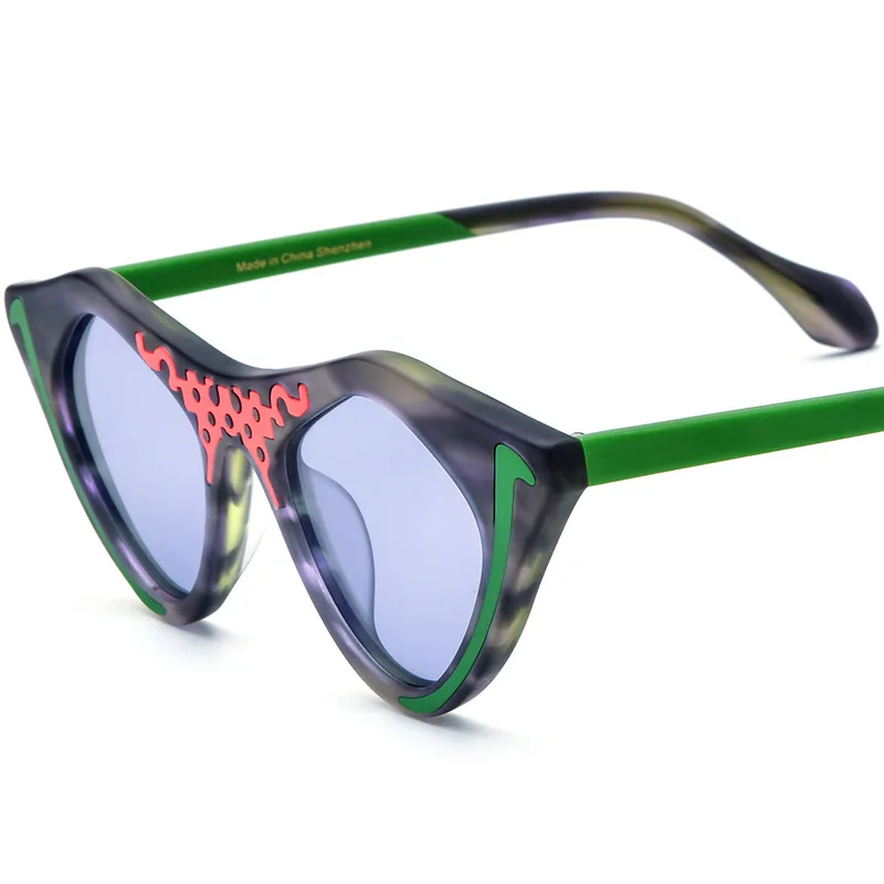 Niche art cat eye sunglasses polarized UV400 men\'s and women\'s fashion personality riding colored glasses sunscreen sunglasses