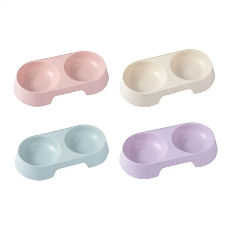 

Macaron Pet Double Cat Bowl Plastic Kitten Dog Food Drinking Tray Feeder Cat Feeding Pet Supplies Accessories