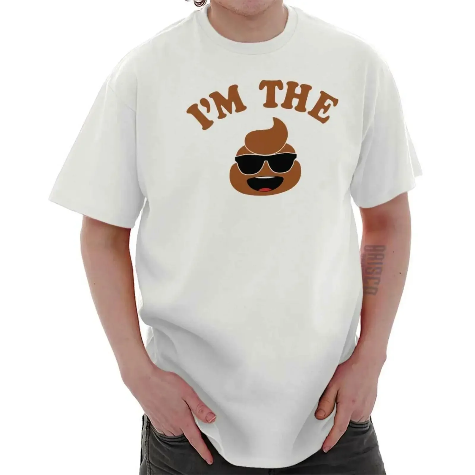 Funny Sarcastic Emoticons I'm The Poop Humor Womens or Mens Crewneck T Shirt vintage Washed Versatile Stretched streetwear