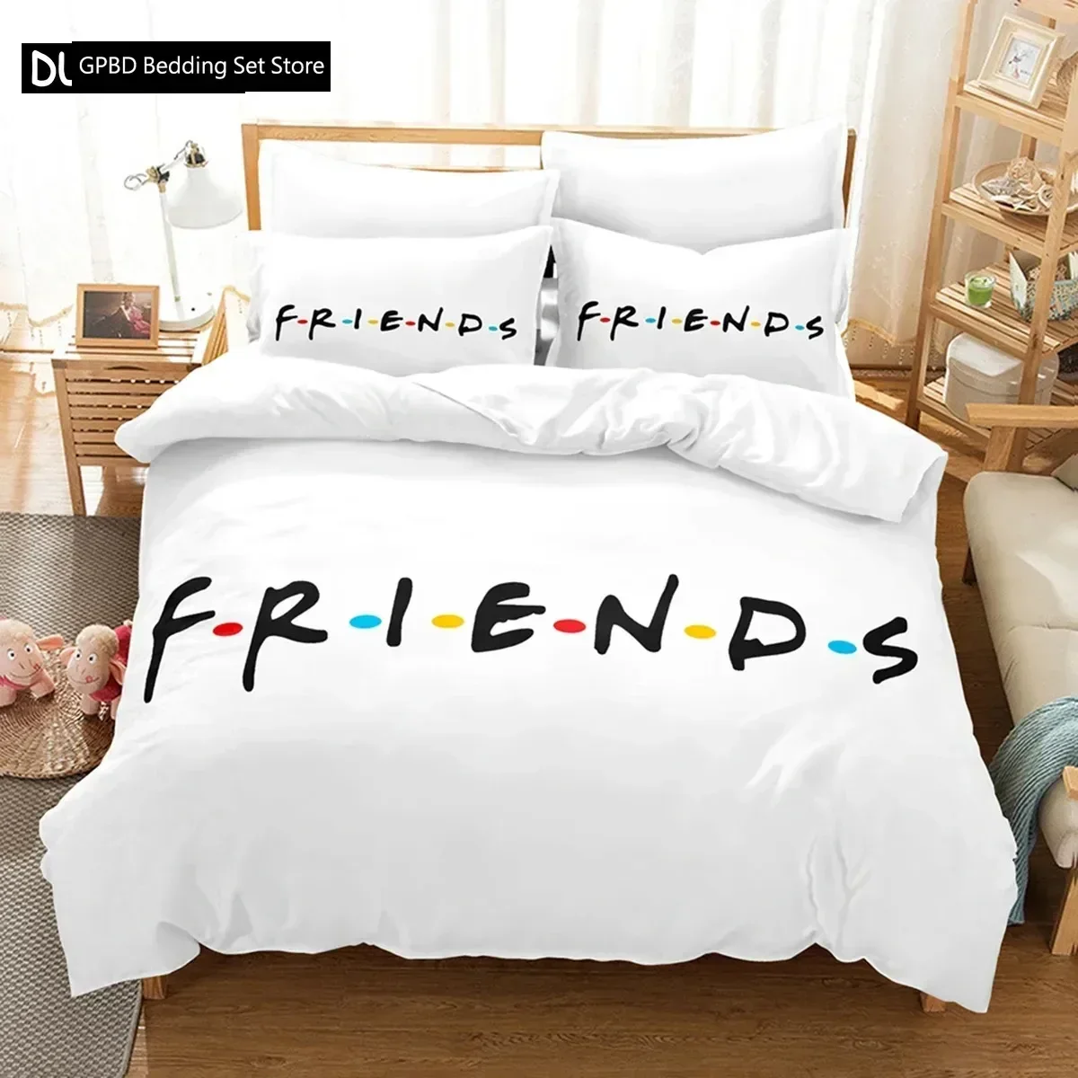 

3D friends Comfortable Duvet Quilt Cover Pillowcase Bedding Set Children Bedroom Decoration Home Textile