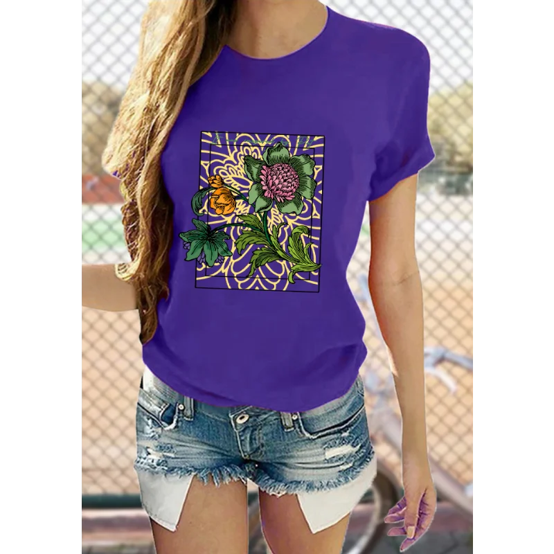 Nieuwe eenvoudige vlinder bedrukte T-shirts met ronde hals voor Europese en Amerikaanse mannen en vrouwen Grafische T-shirts Esthetische kleding