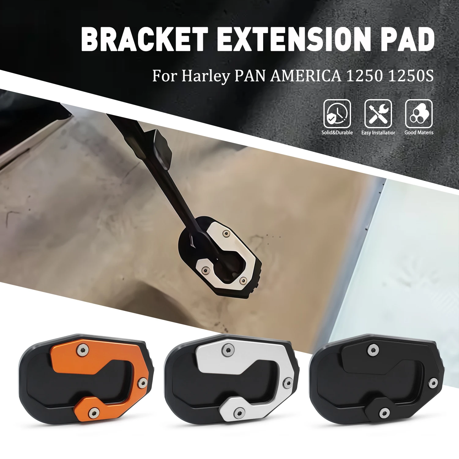 

For Harley PAN AMERICA 1250 RA1250 S ADV 2021-2023 Motorcycle CNC Kickstand Foot Side Stand Extension Pad Support Enlarge Plate