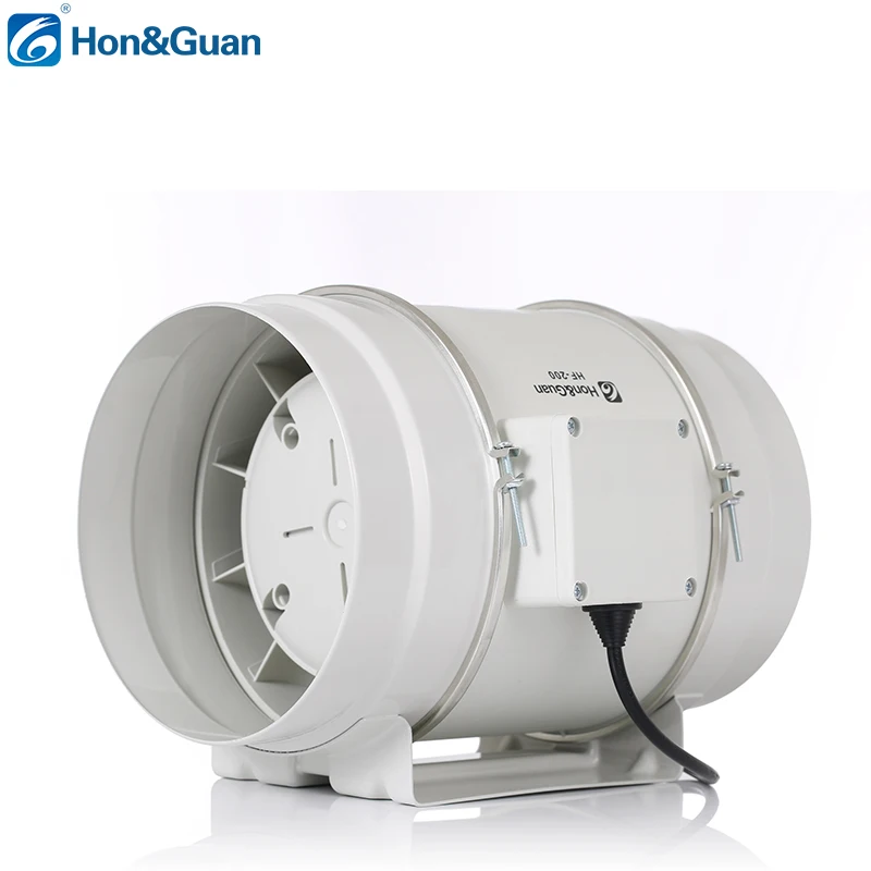 Round in Line Duct Fan Stainless silen cer Big Wind 8 Inch Hydroponics Mixed Flow Fan Ball Bearing  Blower Fan HVAC Use