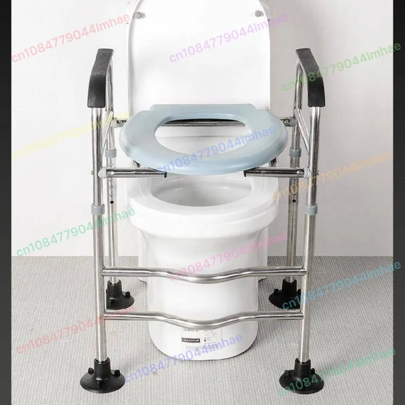 

Усиленный стул для унитаза из нержавеющей стали, комод для пожилых людей, портативное сиденье для унитаза, регулируемая высота, защитная рамка для ванной комнаты