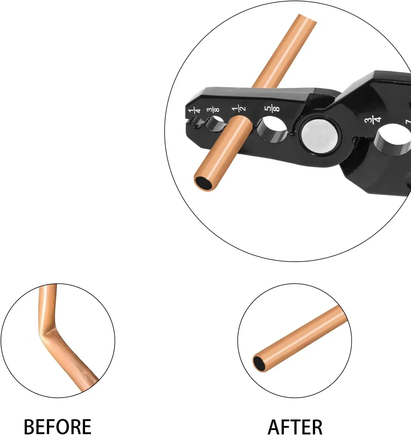 Heavy Duty Copper Tube Repair Pliers with Extended Lever Arm and Rounding Tool for HVAC Refrigeration Pipe Flattening Reshaping