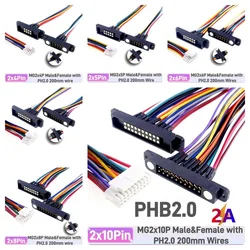 2A Magnetic Pogo Pin Dual Row Connector 8 10 12 14 16 20 Pins Spring Loaded 2.54 MM Male Female PHB2.0 DC Power Socket Contact