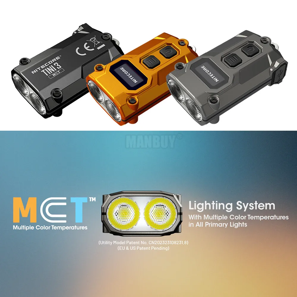 Original NITECORE TINI3 600 Lumens Mini Multiple Color Temperature EDC Flashlight Pocket Keychain Light Build-in Li-ion Battery