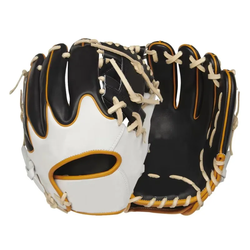High quality professional cowhide infield baseball glove, right hand thrower white black