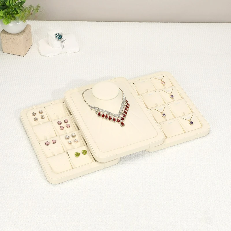 

Jewelry set display tray beige necklace ring earrings display tray jewelry store counter display tray