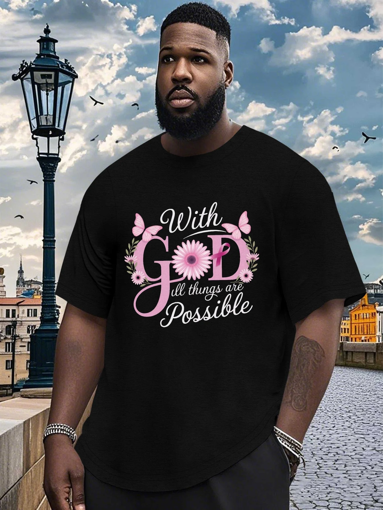 

Men's t-shirts Aesthetic clothing Anime Summer 100% cotton With God Possible Printing Short sleeve tee Crewneck Anime