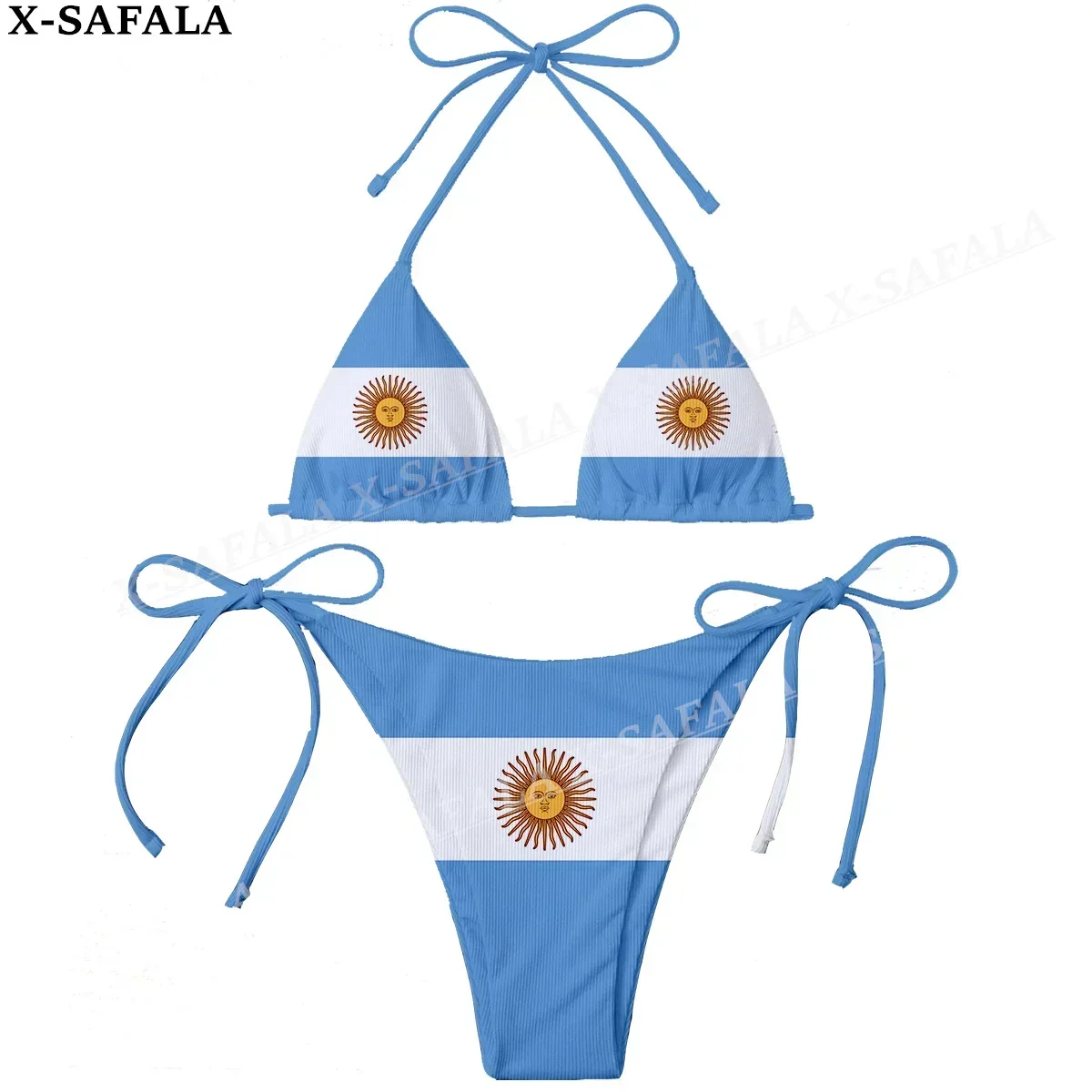 Mulheres Argentina Bandeira do País Conjunto de Biquíni, 3D Print, Micro Sexy Swimwear, Sutiã de Praia, Verão Beachwear, Duas Peças Fatos De Banho, Swimwear