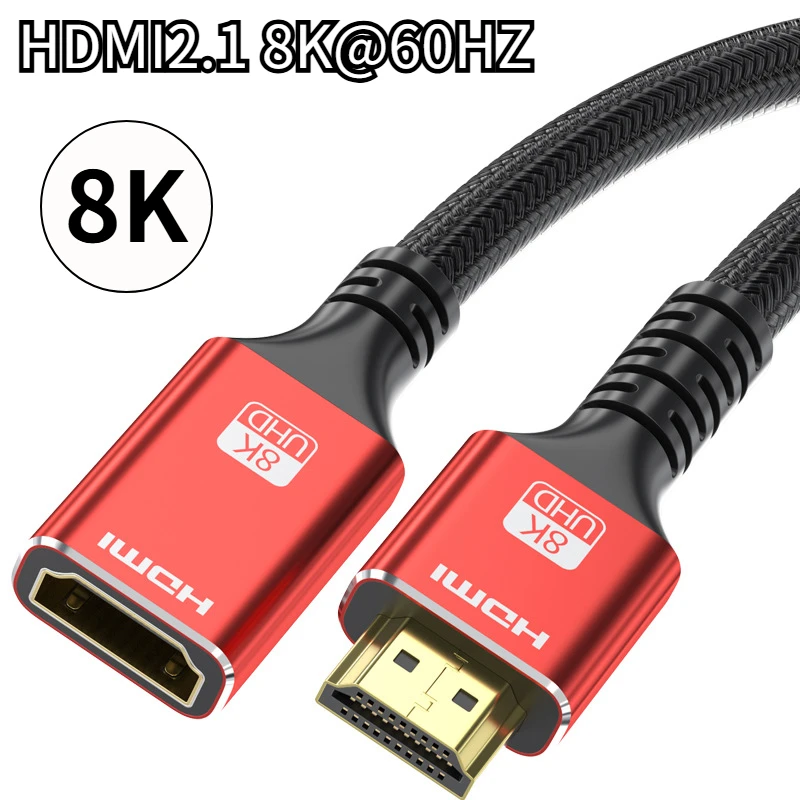 HDMI-Compatible Extension Cable 0.5M-2M Male To Female 8K@60Hz 4K@120Hz HDMI 2.1 Extender Cord For PC TV Box Projector Switch