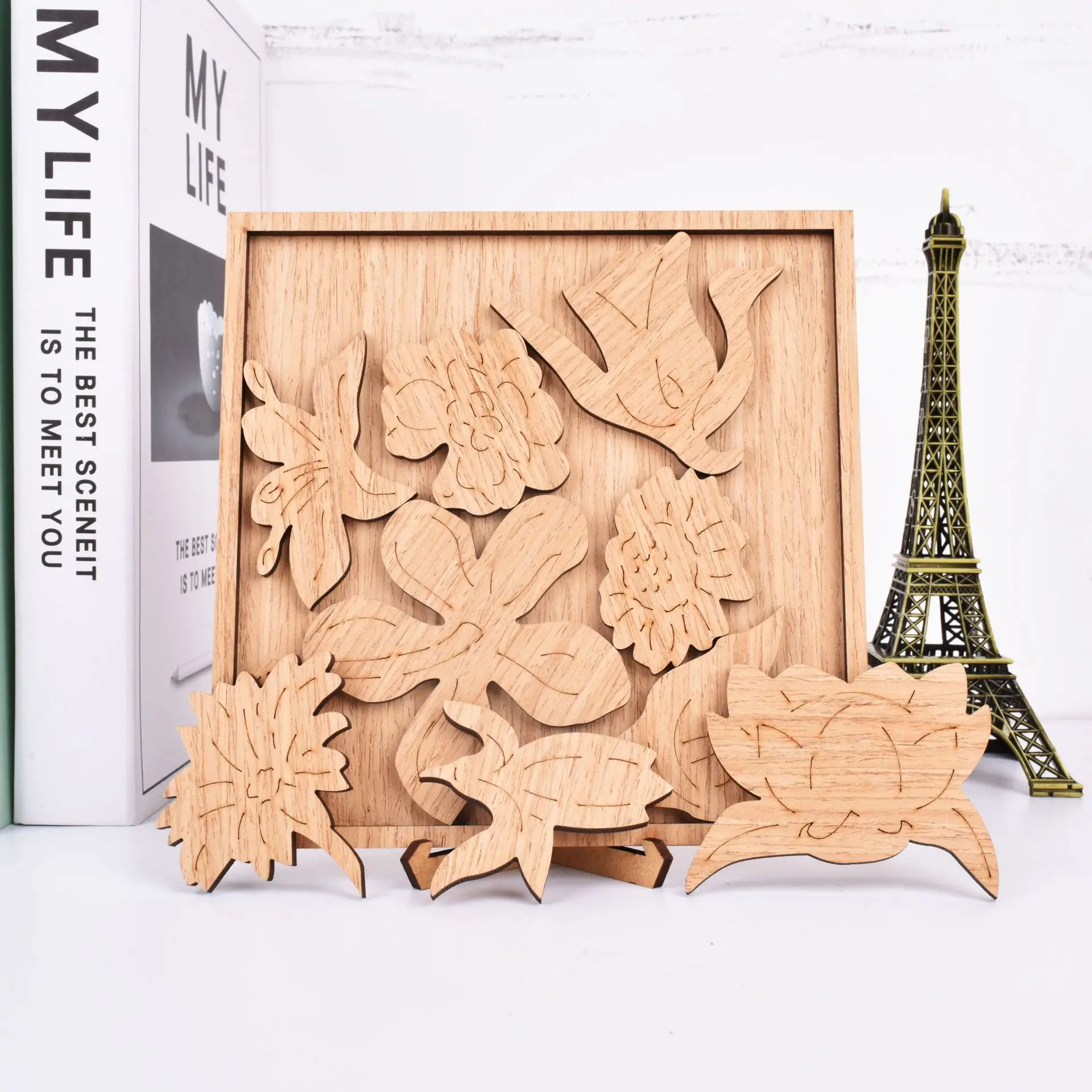 Het Populaire Nieuwe Product "Bloemen" Puzzel Niche Houten Puzzel Ouder-Kind Interactieve Vakantie Geschenk Literaire Ornamenten