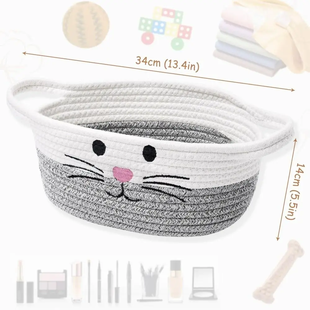 New Handle Woven Baskets Cotton Multifunctional Storage Box Multipurpose Cute Organizing Bag