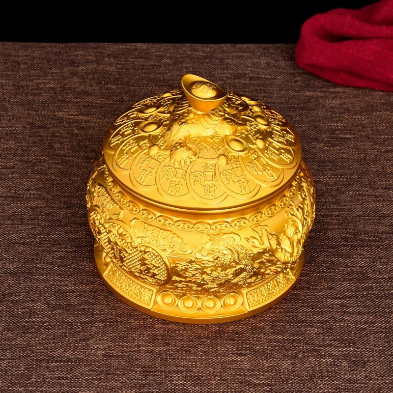 Copper Brass Dragon Head Covered Treasure Bowl New Home Housewarming Opening Gift Decoration Ornament