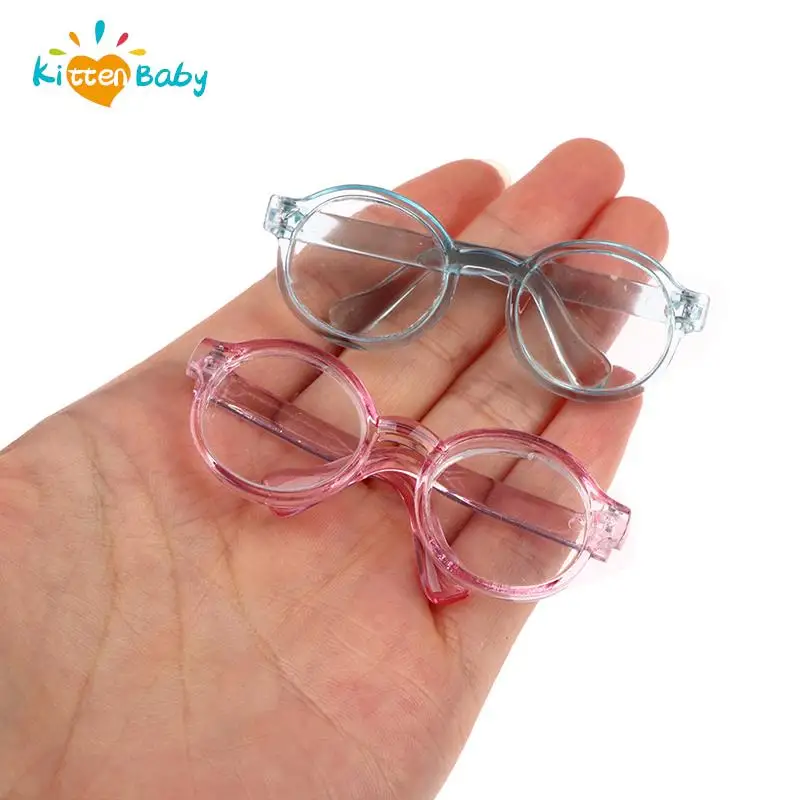 1PC pluszowa lalka okulary akcesoria okrągła oprawka 6.5/9.5cm okulary przezroczyste soczewki sukienka dla lalek akcesoria do makijażu