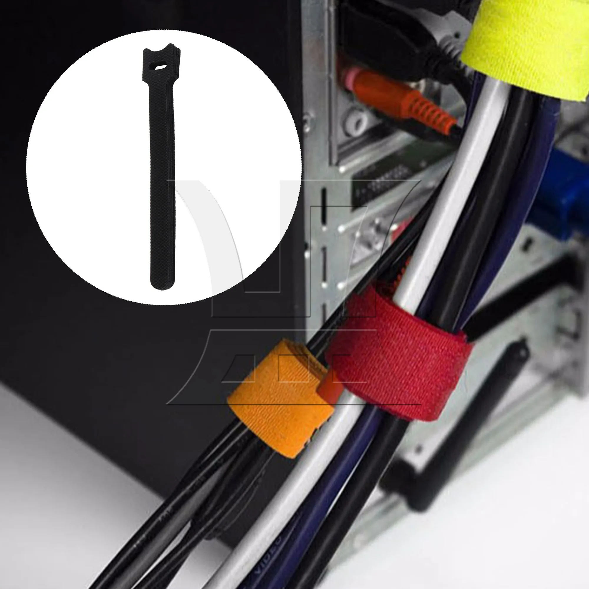 

6-дюймовые многоразовые кабельные стяжки, регулируемые ремни для шнура, шнуры с крючками и петлями, черные