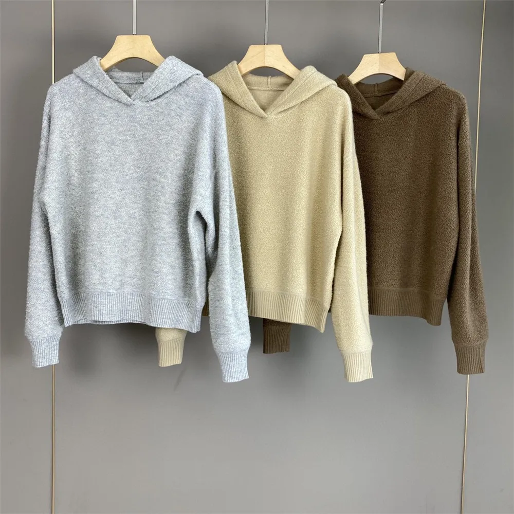 

2024 L*P Autumn and Winter Cashmere Hooded Pullover Sweater Long-Sleeved Knited Top