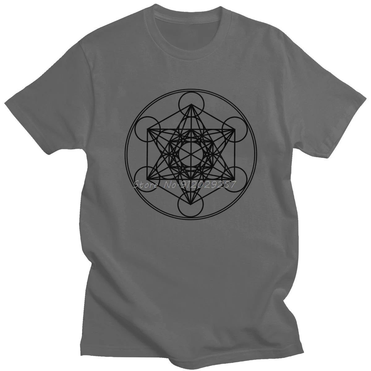 Metatrons Cube Flower Of Life T Shirt Men Cotton Fashion T-Shirt Sacred Geometry Magic Mandala Tee Short Sleeve Tops Gift Merch