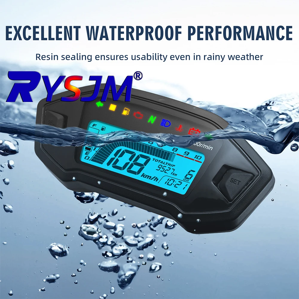 New Universal Motorcycle LCD Digital 10000rpm Speedometer Backlight Motor Vehicle for 1/2/4 Cylinders Odometer 7 Colors Adjust