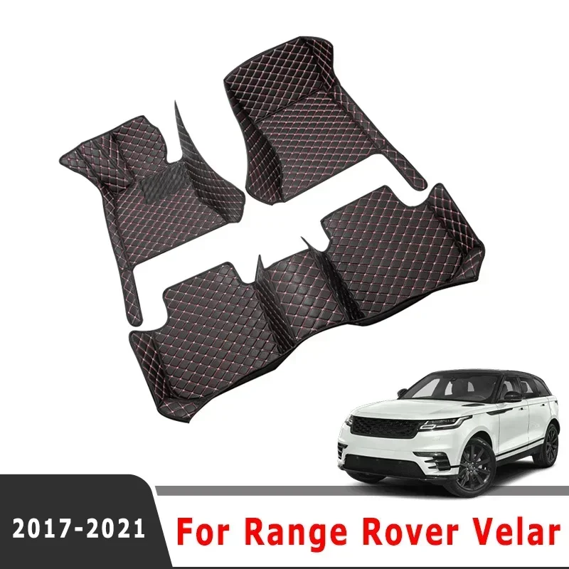 Car Floor Mat For Land Rover Range Rover Velar 2017 2018 2019 2020 2021 Leather Car Carpet Foot Pad Auto Interior Accessories