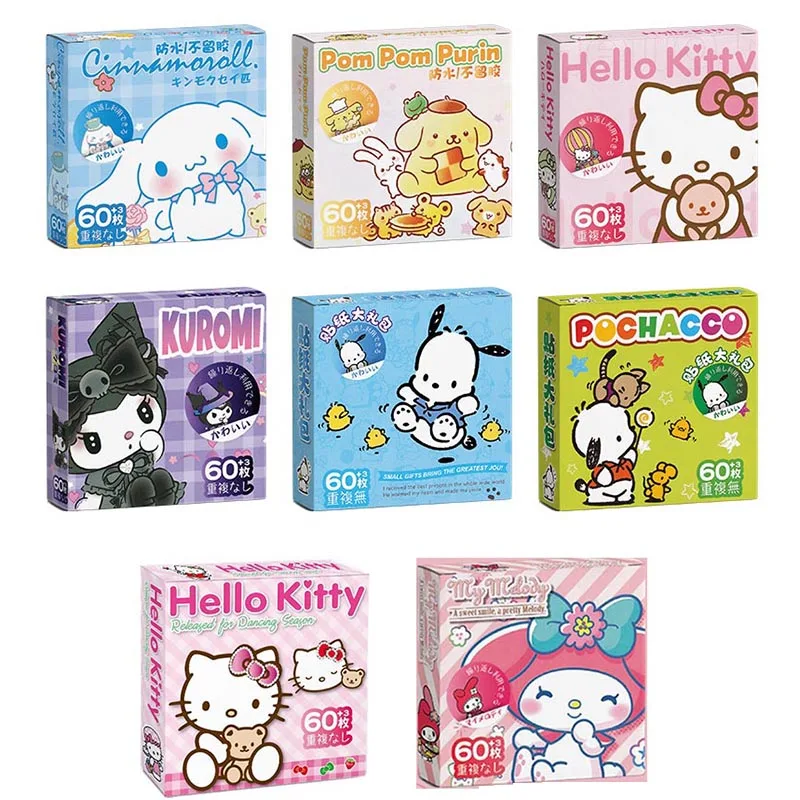 Imagem -02 - Sanrio Melody Kuromi Adesivos Grupo Desenhos Animados Gatinho Scrapbooking Diário de Faça Você Mesmo Adesivo Decorativo Álbum Etiqueta Vara 16 Caixas