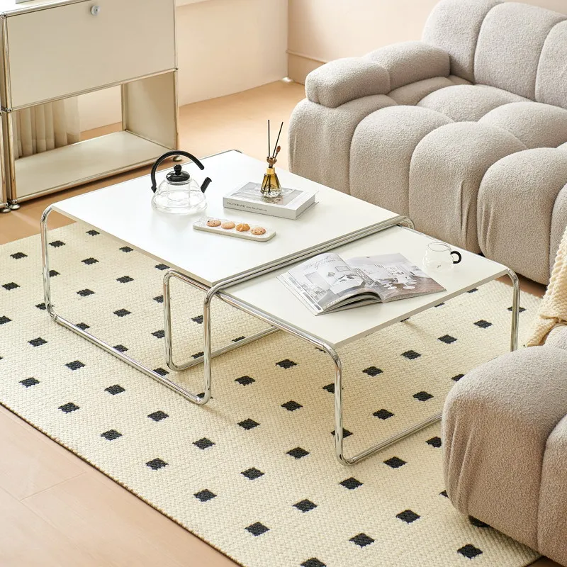 Coffee table combination small apartment cream style household living room sofa wrought iron paint