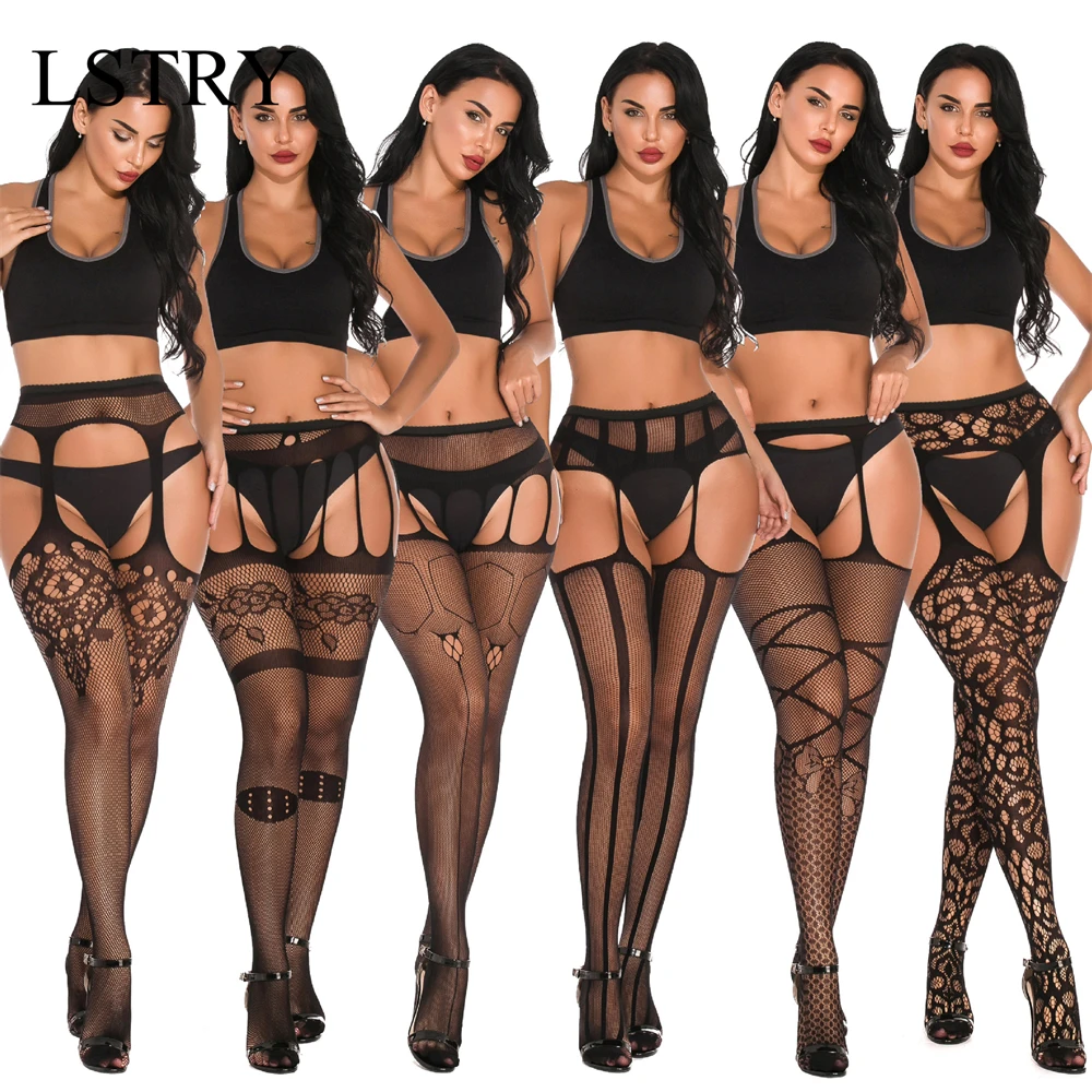 Hot Sale Fishnet Pantyhose Plus Size Thigh High Socks Erotic Stockings With Garter Belt For Women Sexy Lingerie Plus Size чулки