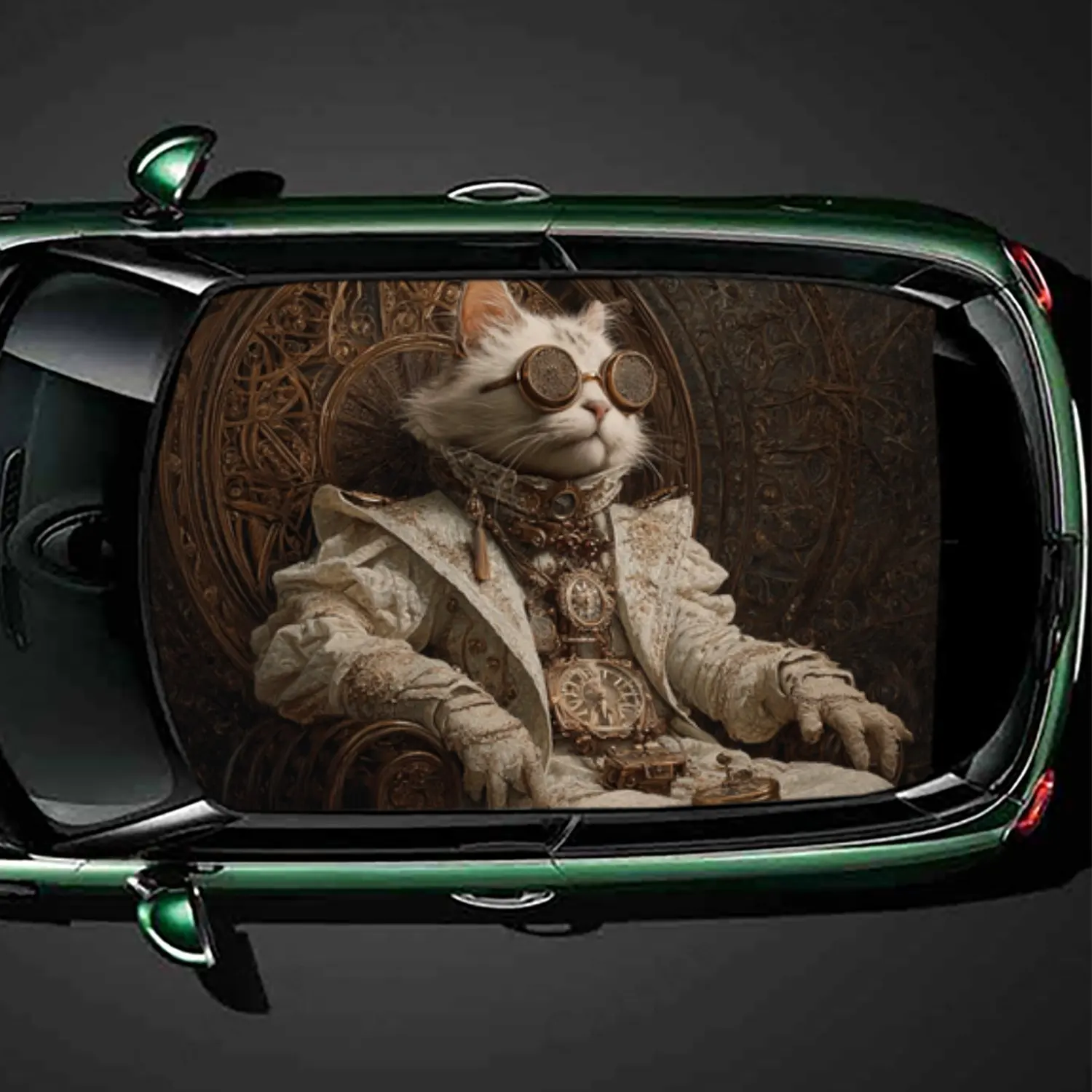 Retro Victorian Cat Gentleman Car Roof Sticker PVC Self Waterproof stick , Striking Auto Exterior Accessories Decoration Protec