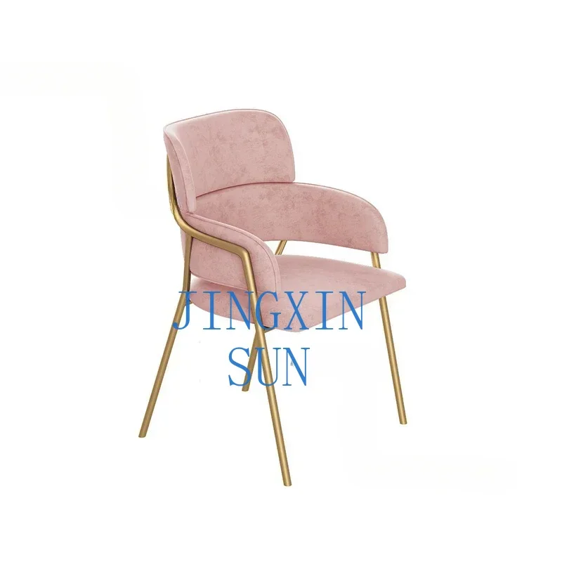 Long - lasting Modern Furniture Flannel Dining Chairs  Kitchen  Pink Makeup Chair   Soft Backrest Cafe Dining Room Chair