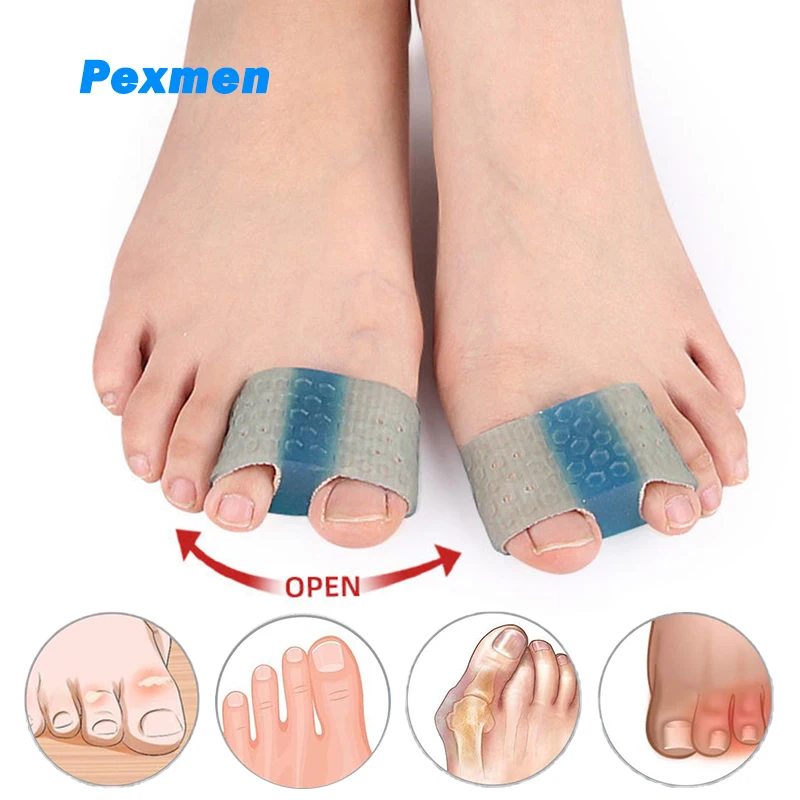 

Pexmen Toe Separator Protector Double Loops Fabric Bunion Corrector with Gel Lining for Bunion Pain Relief and Overlapping Toe