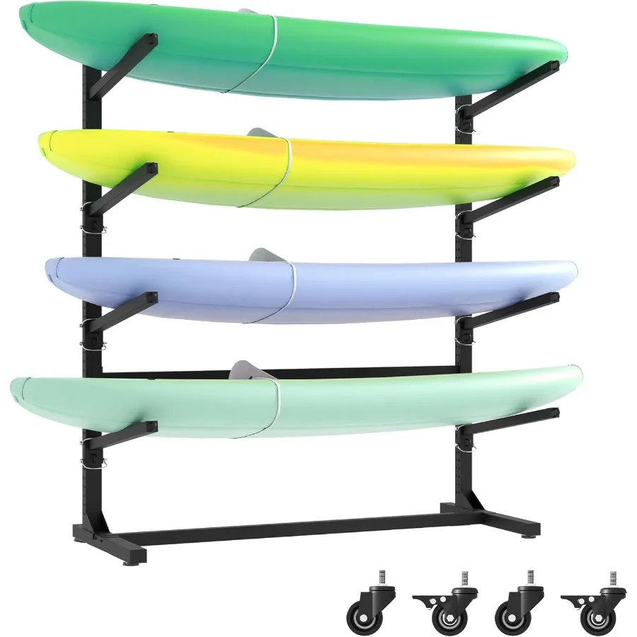 رف تخزين كاياك عالي التحمل حامل قوارب الكاياك رف الزورق مع عجلات حامل قوارب الكاياك قائم بذاته لزوارق الكاياك وركوب الأمواج Pa #1