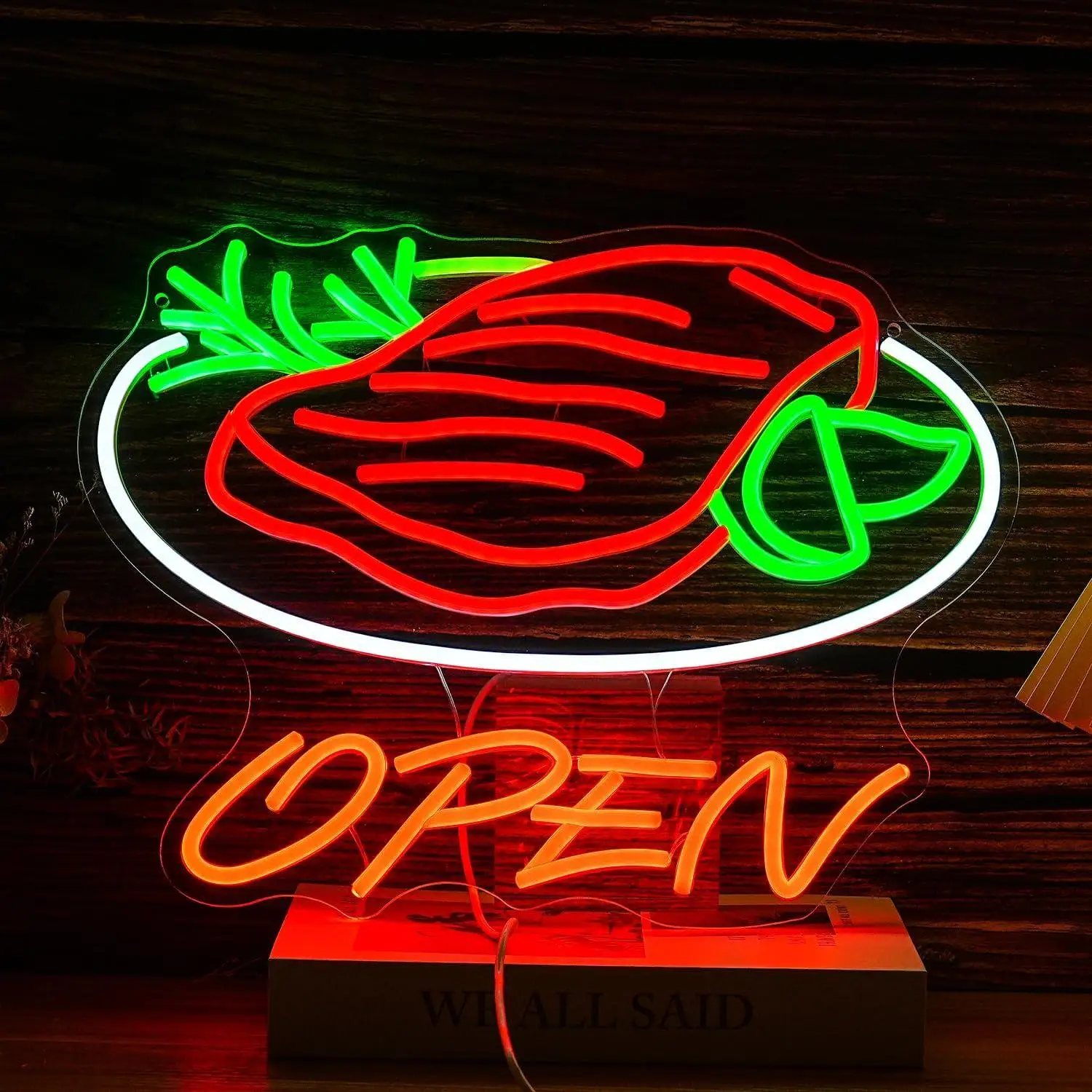 

Открытая неоновая вывеска из говядины с питанием от USB, светодиодные неоновые огни с регулируемой яркостью для ресторана Steakhouse, ресторана фаст-фуда, украшения для барбекю, подарки