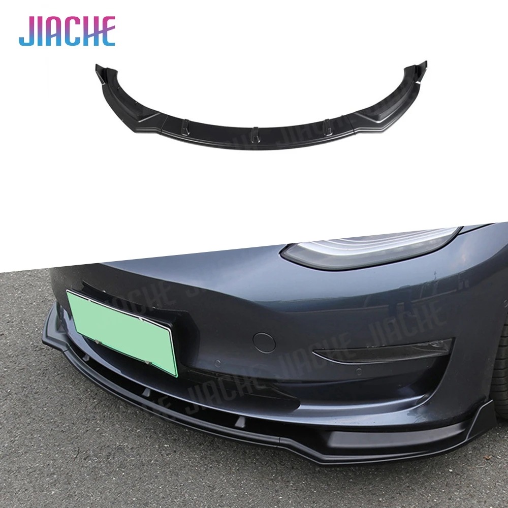 

3PCS ABS Gloss Matt Carbon look Car Front Bumper Lip Splitters Spoiler for Tesla Model 3 2017-2019