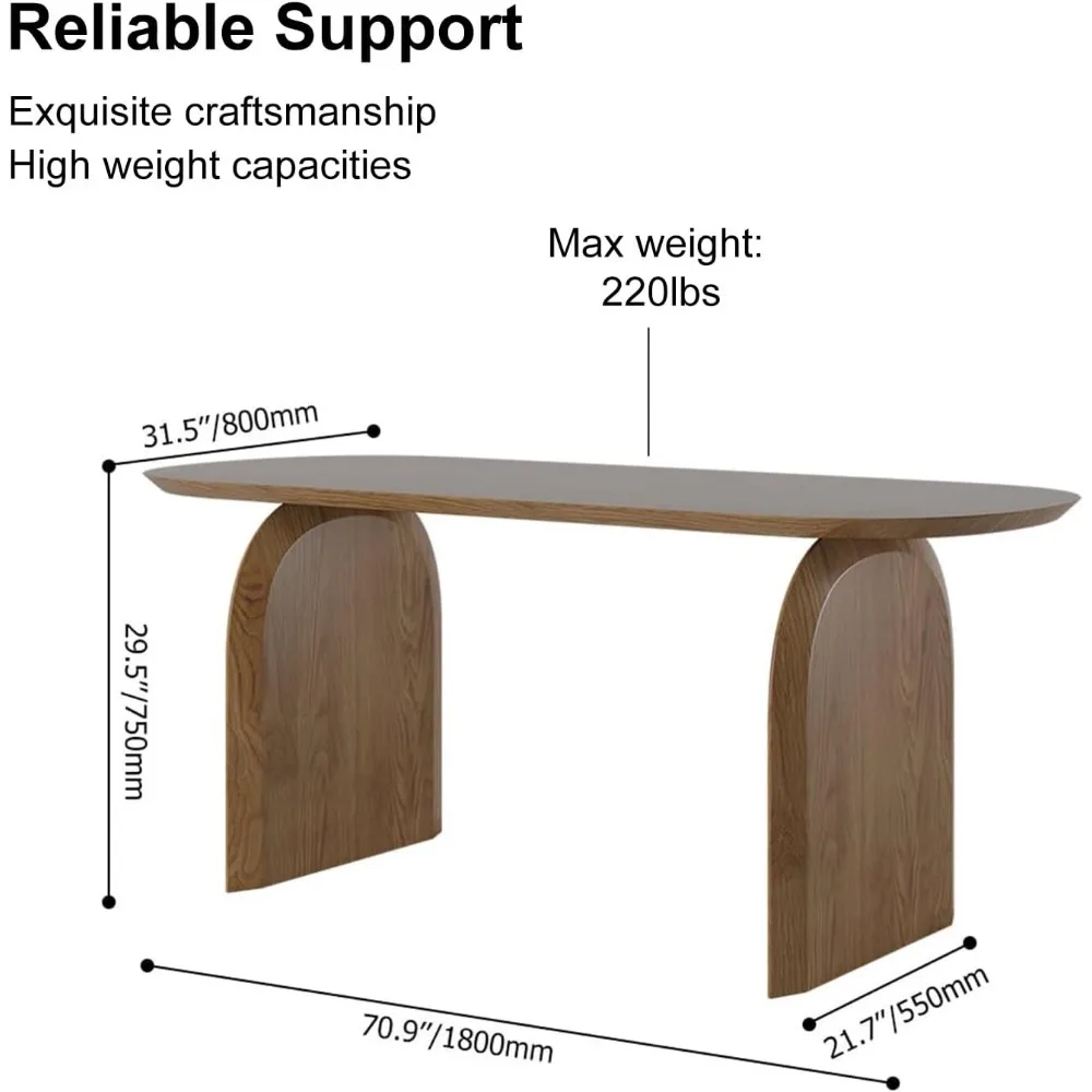 Table à manger naren bois massif, table à manger moderne pour salle à manger, cuisine, salon, 70.9 po pour 6