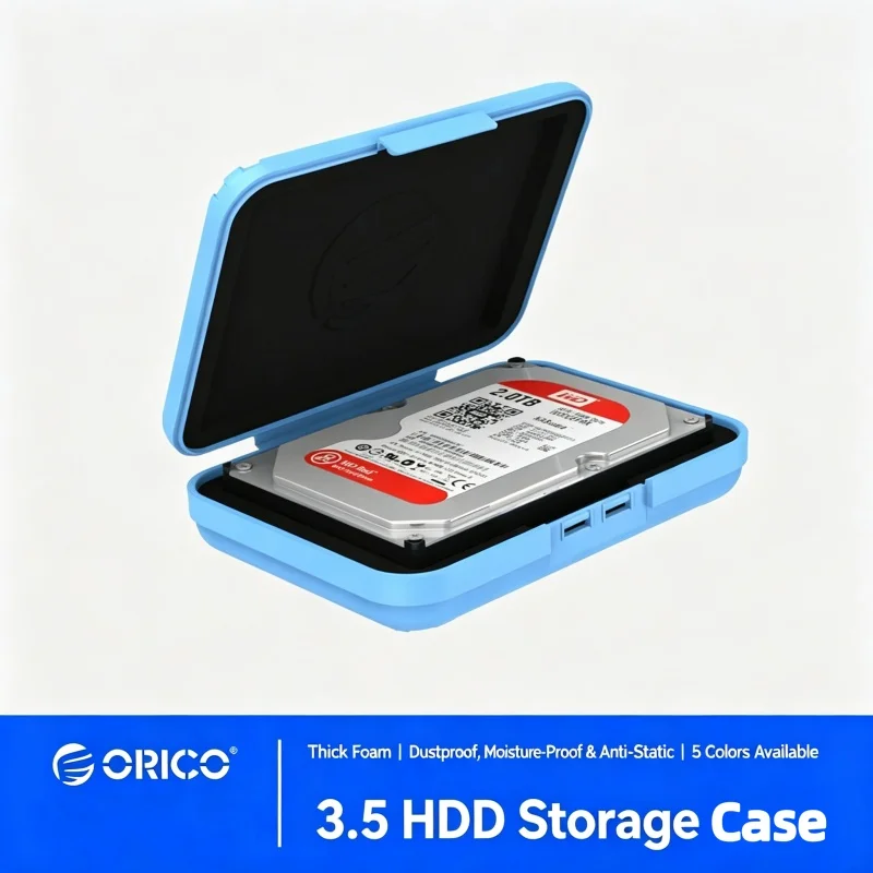ORICO PHX-35 3.5 Inch SATA IDE HDD Storage Box Shockproof Anti-Static PP Hard Drive Case Stackable With Writable Label 5 Colors