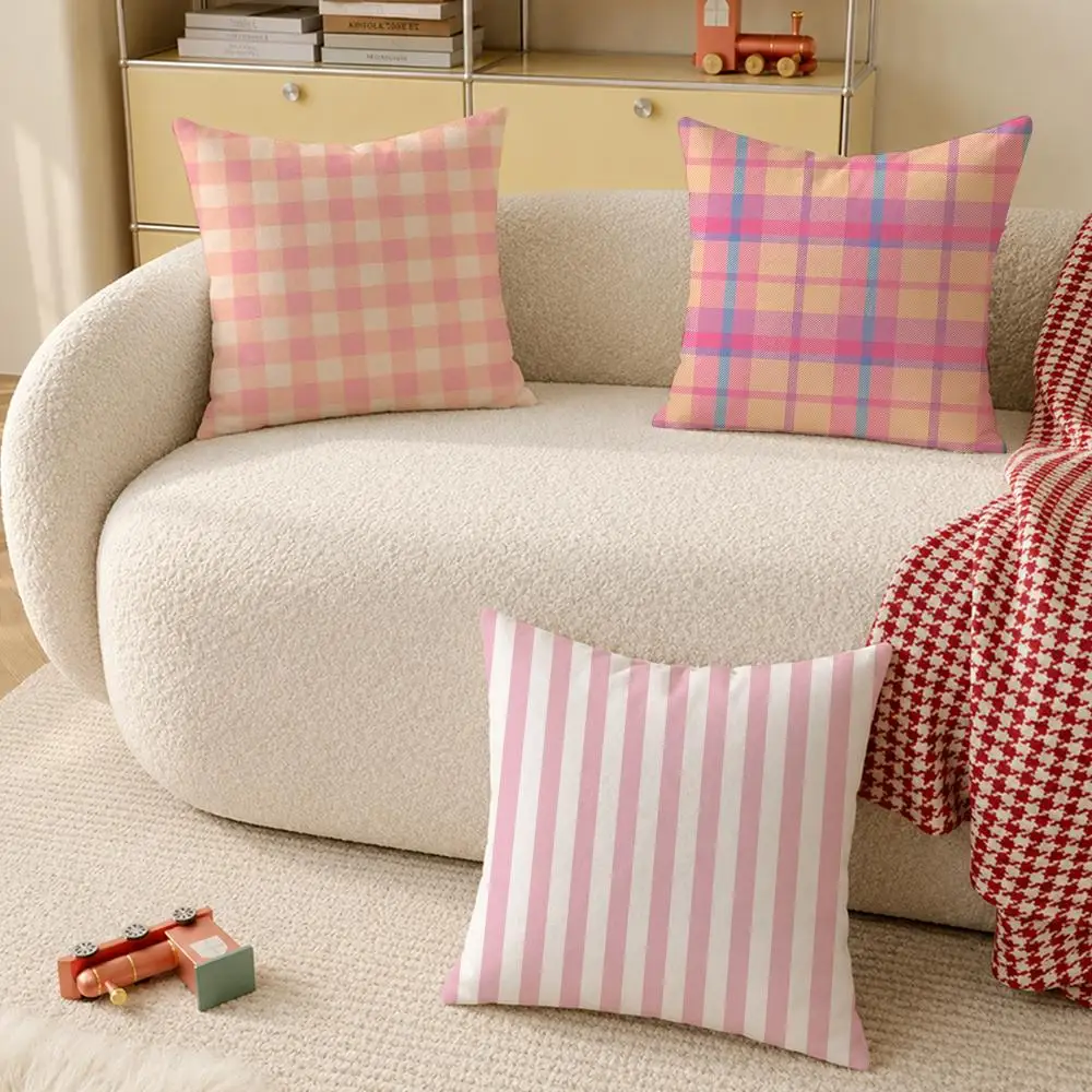 cojin con rayas rosas de ART Cushion Cover Pillow Cover Decorative Throw Couch Home Decor for Living Room Sofa