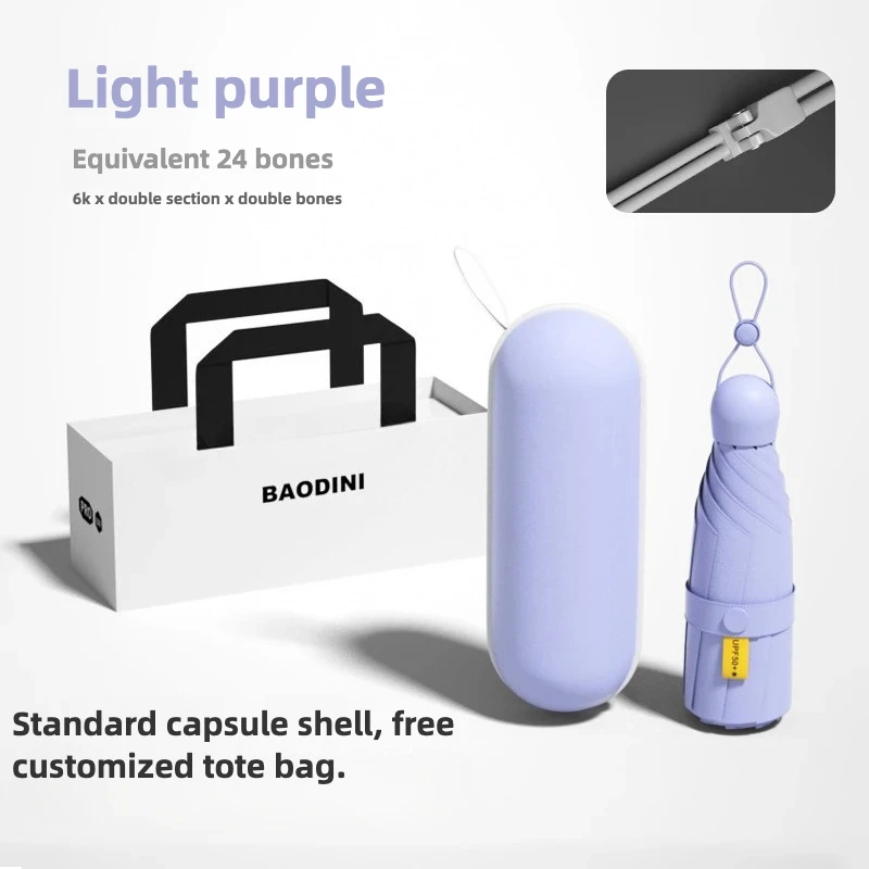 

UPF50+ Mini Pocket Umbrella, Small 5 Folding Sunshade Parasol, Sunscreen UV Protection Capsule Rain Umbrellas for Women