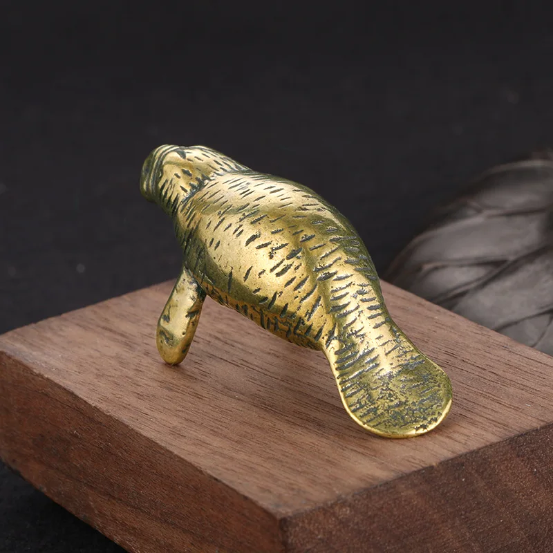 Solid Brass Sea Lion Small Statue Office Desk Ornaments Decoration Crafts Collection Metal Animal Figurines Miniatures Toy Gifts