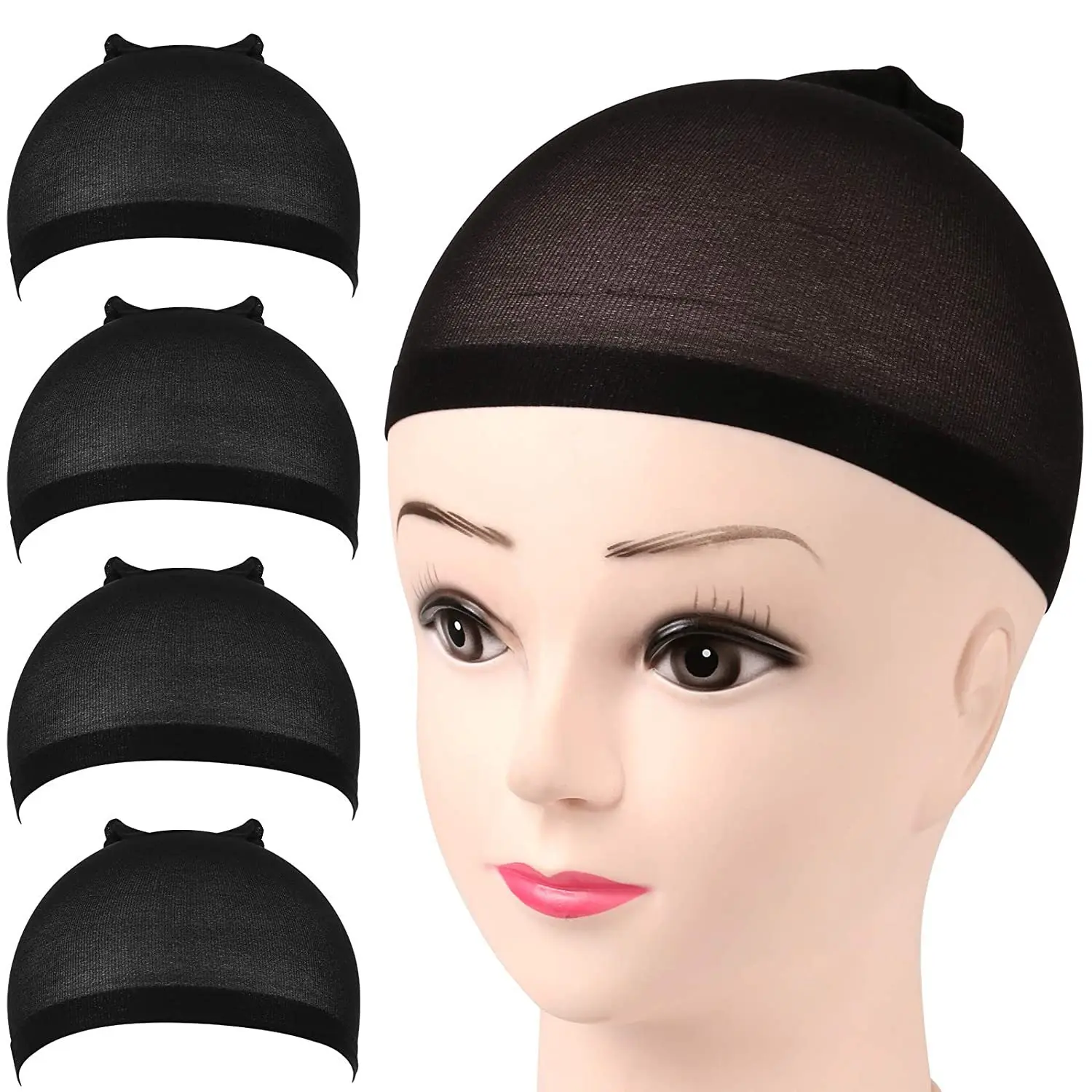 Wig Cap 4PCS Nylon Wig Caps Black Nude Wig Caps for Women Stocking Wig Caps for Halloween Cosplay for Women Men Kids Daily Use