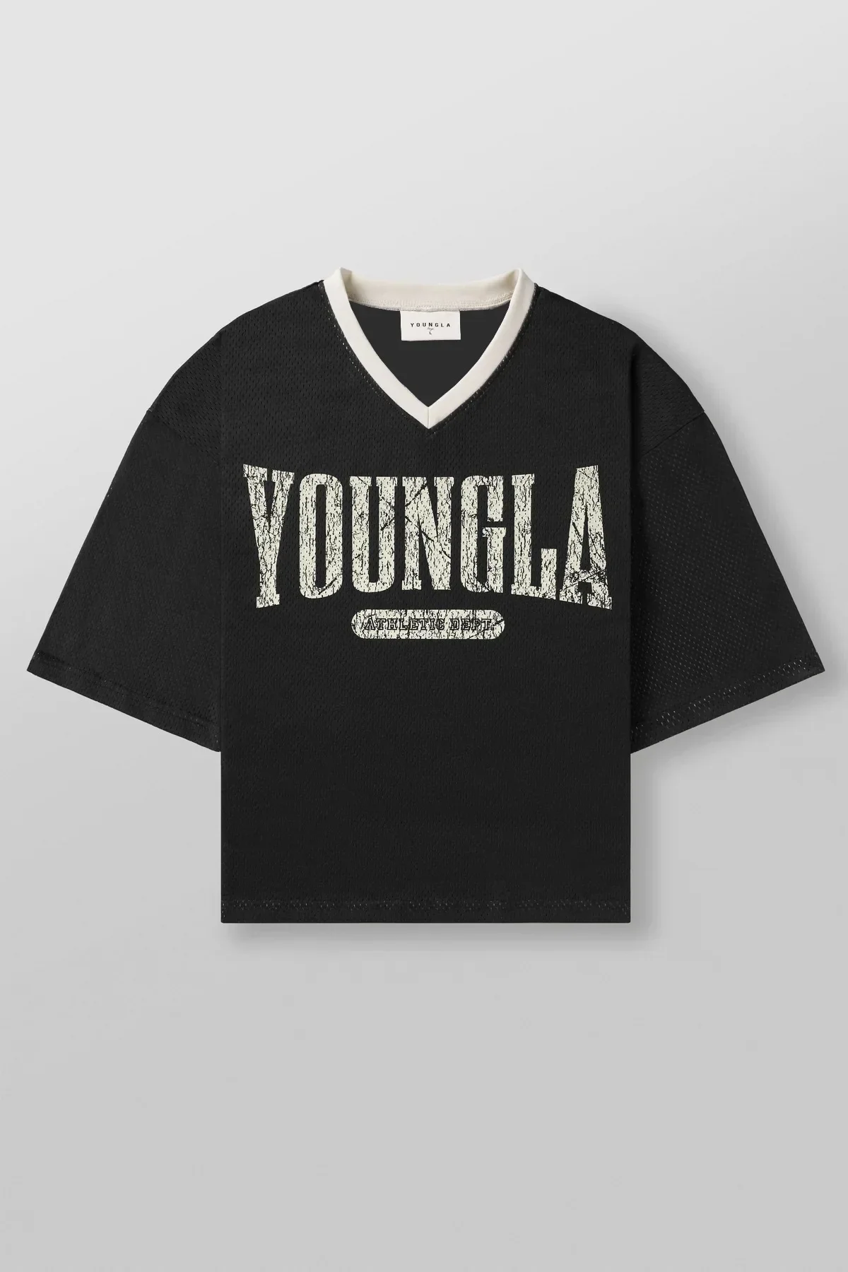 YOUNGLA American fashion brand oversized T-shirt Men\'s sports fitness quick drying breathable large mesh print short sleeve