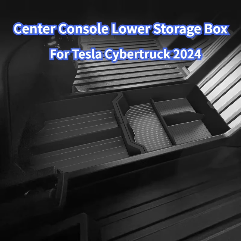 Central Control Storage Box for Tesla Cybertruck 2024 ABS Center Console Lower Storage Box with Pad Accessories for Cyber Pickup