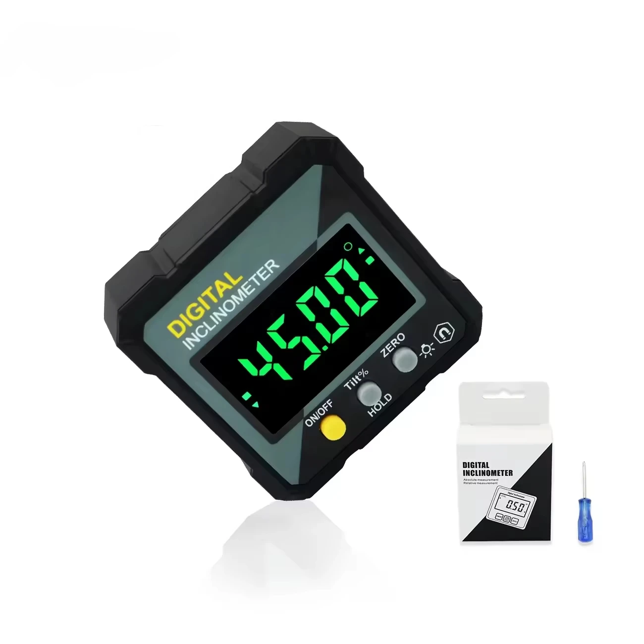 Inclinometro digitale con 0,05 °   Risoluzione Strumenti di misurazione dell'inclinazione della base magnetica del cercatore angolare in plastica economico Goniometro 4 * 90
