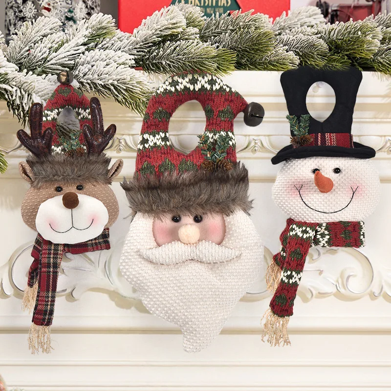 

Christmas Door Hanger with Santa Snowman Reindeer, Festive Ornament for Home Entrance Xmas Gift