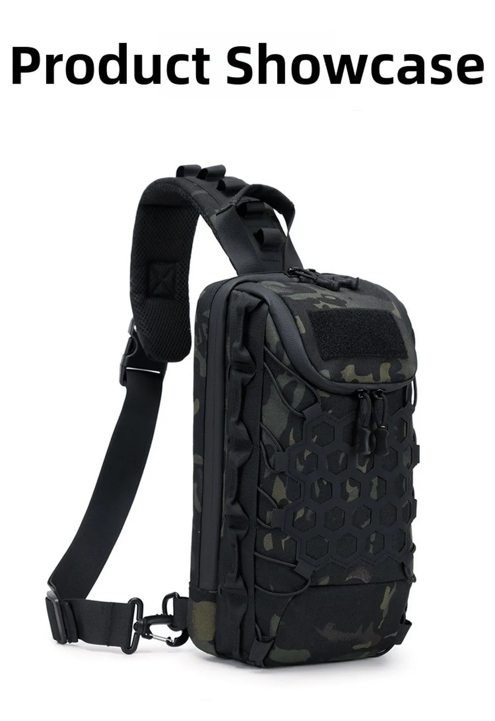 New Black Crossbody Chest Pack Durable Waterproof Sling Shoulder Backpack Large Capacity Crossbody Bag Hiking
